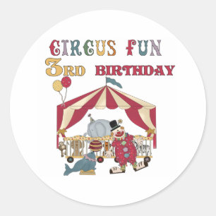Circus 3e verjaardag ronde sticker