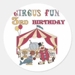 Circus 3e verjaardag Tshirts en geschenken Ronde Sticker
