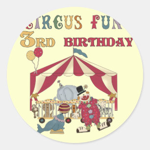 Circus 3e verjaardag Tshirts en geschenken Ronde Sticker
