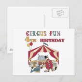 Circus 4e verjaardag Tshirts en geschenken Briefkaart (Voorkant / Achterkant)