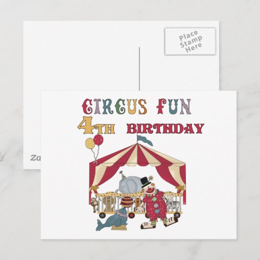 Circus 4e verjaardag Tshirts en geschenken Briefkaart (Voorkant / Achterkant)