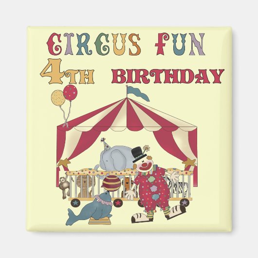 Circus 4e verjaardag Tshirts en geschenken Magneet (Voorkant)