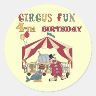 Circus 4e verjaardag Tshirts en geschenken Ronde Sticker