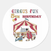 Circus 5e verjaardag ronde sticker (Voorkant)