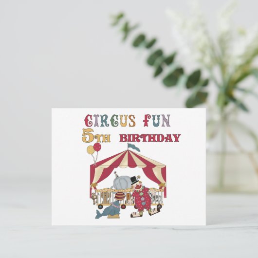 Circus 5th Birthday-overhemden en cadeautjes Briefkaart (Staand voorkant)