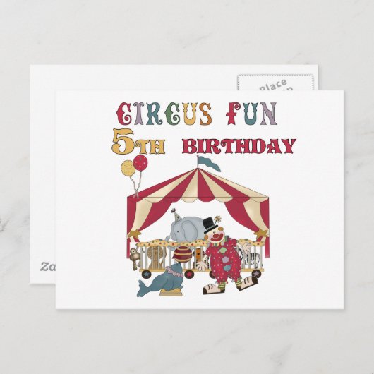 Circus 5th Birthday-overhemden en cadeautjes Briefkaart (Voorkant / Achterkant)