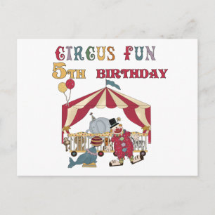 Circus 5th Birthday-overhemden en cadeautjes Briefkaart