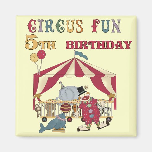 Circus 5th Birthday-overhemden en cadeautjes Magneet (Voorkant)