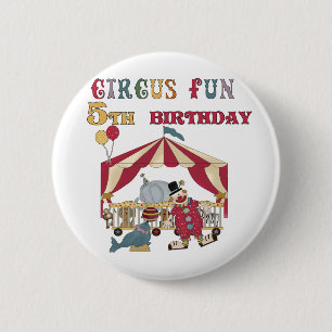 Circus 5th Birthday-overhemden en cadeautjes Ronde Button 5,7 Cm
