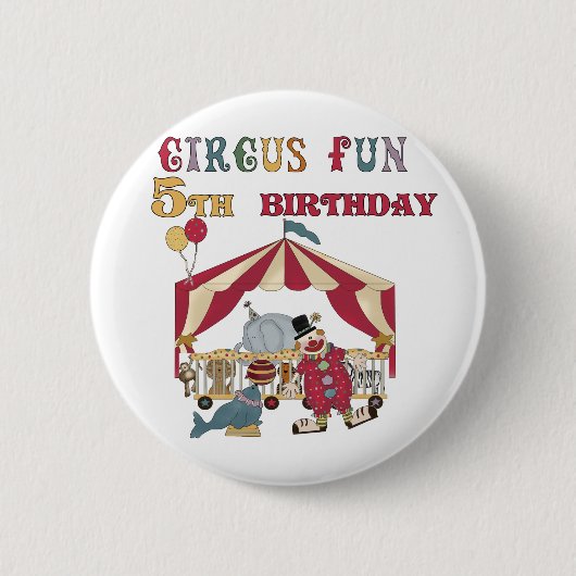 Circus 5th Birthday-overhemden en cadeautjes Ronde Button 5,7 Cm (Voorkant)