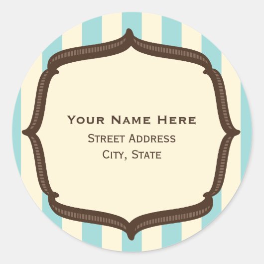  Circus Adres Sticker - Blauwe Strepen (Voorkant)