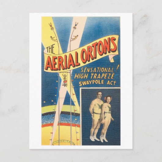 Circus Advertentie: Hoge Sway Pole Act Briefkaart (Voorkant)