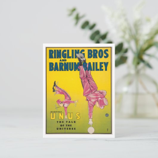  Circus Advertentie voor Incredible Unus Briefkaart (Staand voorkant)