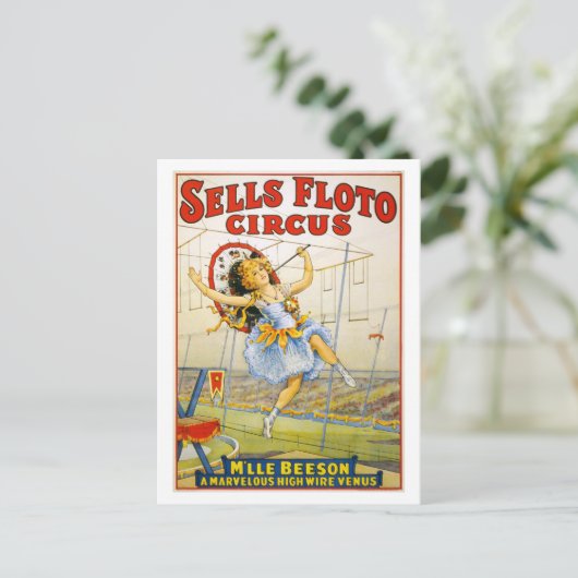  Circus Adverteren: Beeson High Wire Act Briefkaart (Staand voorkant)