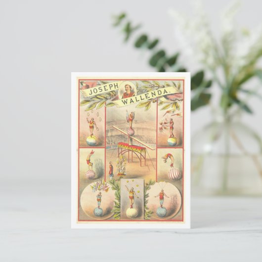 Circus Adverteren: Joseph Wallenda Briefkaart (Staand voorkant)