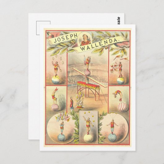  Circus Adverteren: Joseph Wallenda Briefkaart (Voorkant / Achterkant)