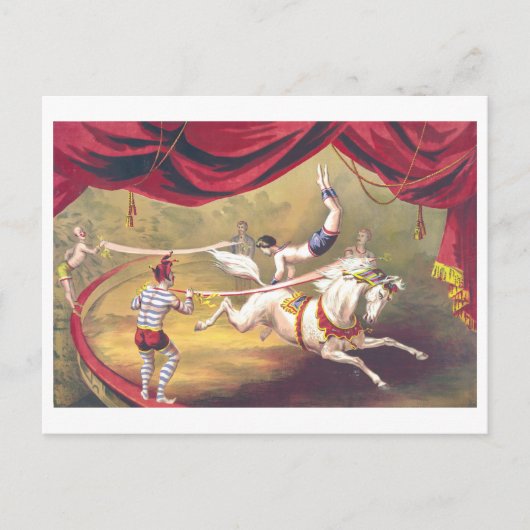  Circus Adverteren lithografie met Paarden Briefkaart (Voorkant)