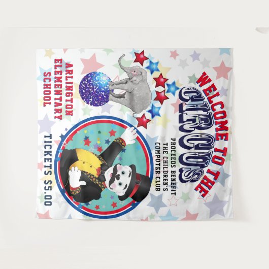 Circus Advertisement Backdrop Wandkleed (Voorkant (horizontaal))