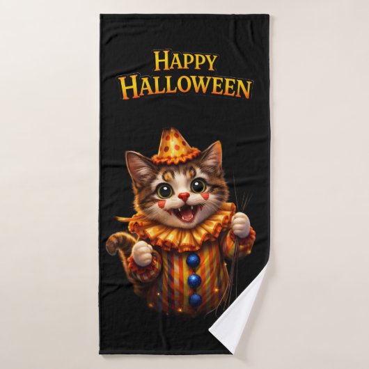 Circus and kitten whimsical Halloween three-p piec Bad Handdoek (Badhanddoek)