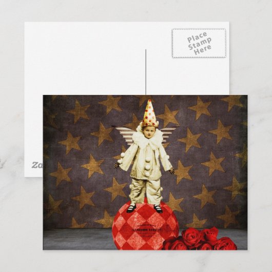  Circus Angel Clown Briefkaart (Voorkant / Achterkant)