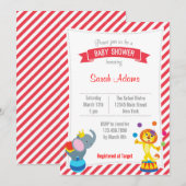 Circus Animal Baby shower Invitation Red Kaart (Voorkant / Achterkant)