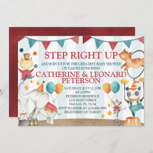 Circus Animal Baby shower Uitnodiging
