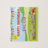 Circus Animal Birthday Train Aangepaste naam Puzzl Legpuzzel (Verticaal)