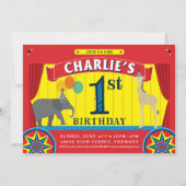 Circus Animal Birthday Uitnodiging (Voorkant)