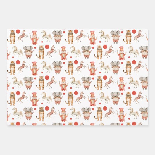 Circus Animal Pattern Verjaardag Inpakpapier Vel (Voorkant 2)
