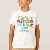 Circus Animal Train Cute Custom Birthday Boy T-shirt (Voorkant)