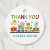 Circus Animal Train Cute Custom Birthday Party Bedankjes Labels (Voorkant)