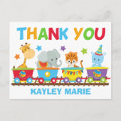 Circus Animal Train Cute Kinder Custom Dank u Briefkaart (Voorkant)
