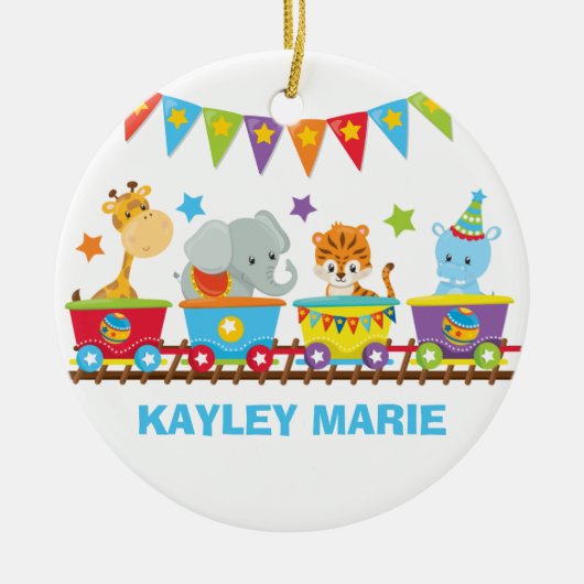 Circus Animal Train Cute Kinder Custom Keramisch Ornament (Voorkant)