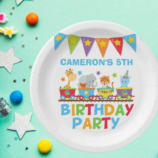 Circus Animal Train Cute Kinder Name Birthday Part Papieren Bordje