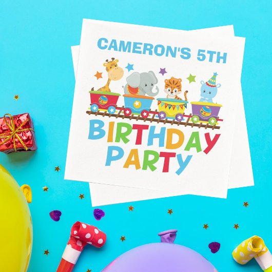 Circus Animal Train Cute Kinder Name Birthday Part Servet