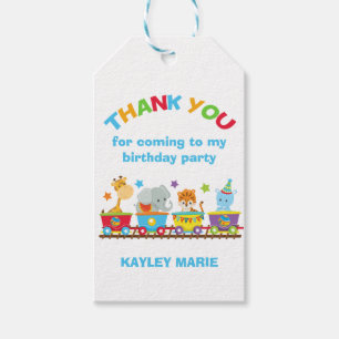 Circus Animal Train Kids Birthday Party Hartelijk Cadeaulabel