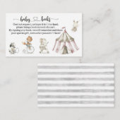 Circus Animals Baby shower Book request Informatiekaartje (Voorkant / Achterkant)