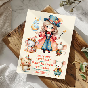 Circus Animals Baby shower Kaart