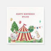 Circus Animals en Big Top Kids Birthday Party Servet (Voorkant)