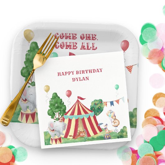 Circus Animals en Big Top Kids Birthday Party Servet