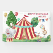 Circus Animals en Big Top Kids Birthday Spandoek (Horizontaal)