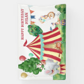 Circus Animals en Big Top Kids Birthday Spandoek (Verticaal)
