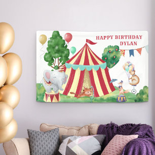 Circus Animals en Big Top Kids Birthday Spandoek