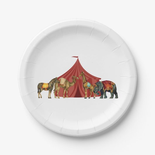Circus Animals en tent Papieren Bordje (Voorkant)