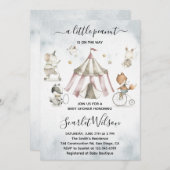 Circus Animals Mobile Baby shower Invitation Kaart (Voorkant / Achterkant)