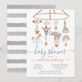 Circus Animals Mobile Baby shower Kaart (Voorkant / Achterkant)