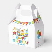 Circus Animals Train Cute Kids Birthday Party Bedankdoosjes (Voorkant Zijde)