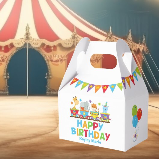 Circus Animals Train Cute Kids Birthday Party Bedankdoosjes