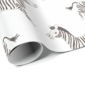Circus Animals, zwart-wit Zebra, wit Cadeaupapier (Rol Hoek)