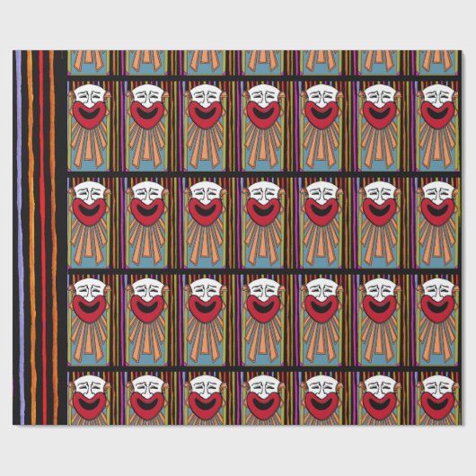 Circus Arts - Happy Clown en Stripes v2 Cadeaupapier (Vlak)